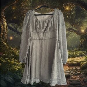 NWOT Large Dark Sage Green Long Sleeve Dress - Square Neckline